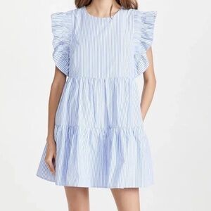 English Factory Striped Ruffle Babydoll Dress